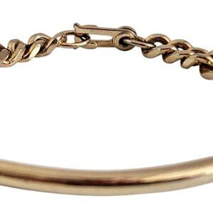Gold Tone Figaro ID Bracelet Unusual Clasp 8"